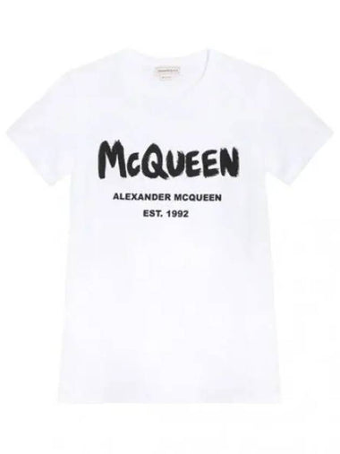 Graffiti Logo T Shirt Short Sleeve Women s Tee - ALEXANDER MCQUEEN - BALAAN 1