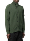 Men's Patch High Neck Lambswool Knit Cardigan Olive - STONE ISLAND - BALAAN 4