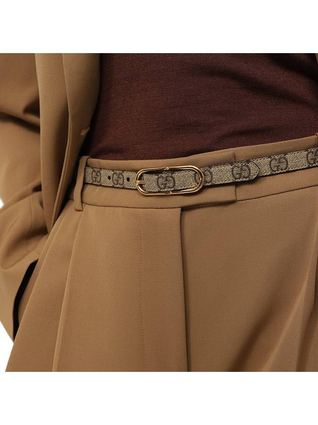 Jackie Thin GG Supreme Canvas Belt Beige - GUCCI - BALAAN 5