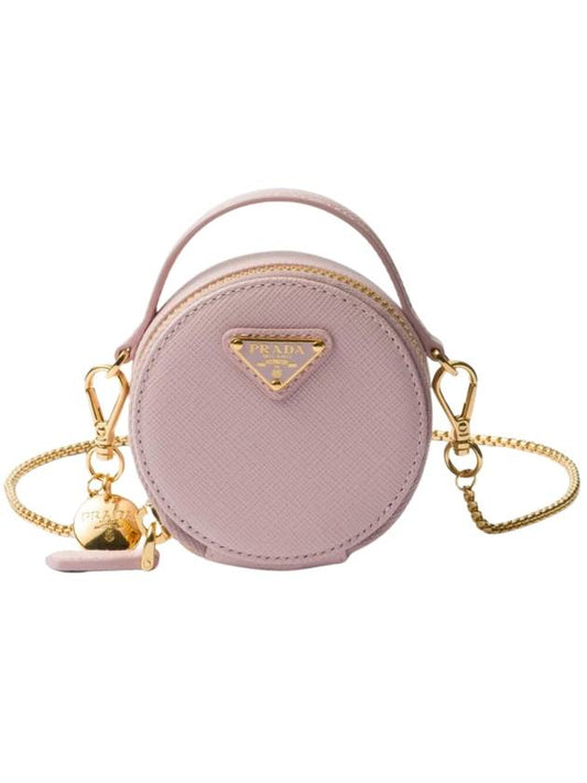 Saffiano Leather Mini Pouch Alabaster Pink - PRADA - BALAAN 1