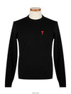 Heart Logo Patch Knit Top Black - AMI - BALAAN 2