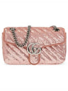 Women's GG Marmont Small Sequin Shoulder Bag Pink - GUCCI - BALAAN 2