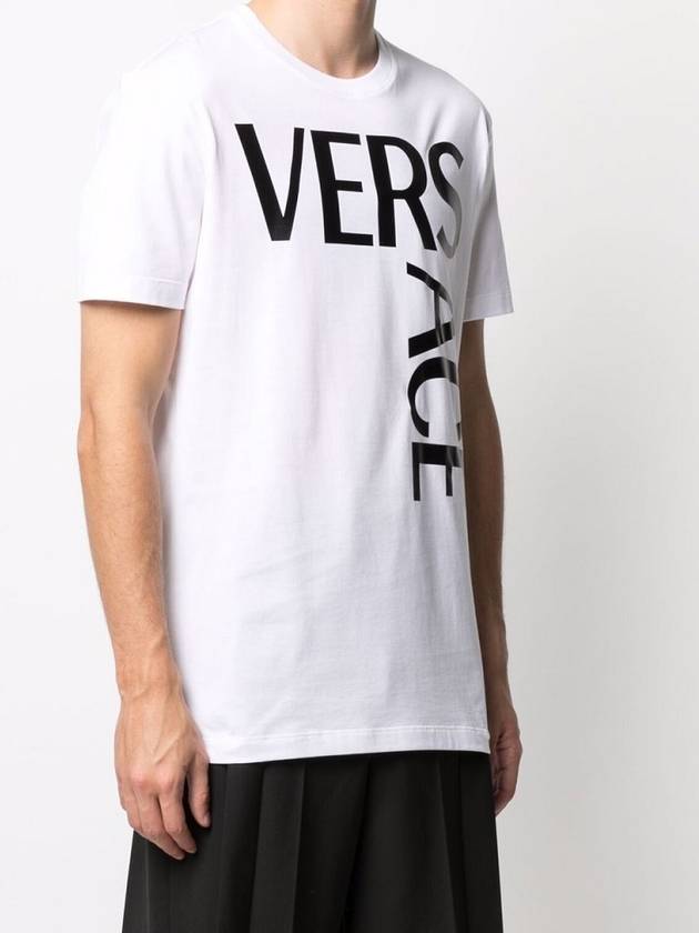 Men's Logo Print Short Sleeve T-Shirt White - VERSACE - BALAAN 3