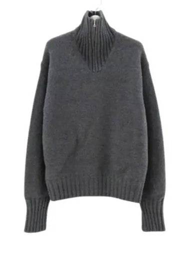 WOOL SOFT CORD KNIT HALF ZIP PO TOP CHARCOAL A24AP02FL pullover - AURALEE - BALAAN 1