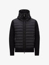 Logo Patch Padded Wool Cardigan Black - MONCLER - BALAAN 2