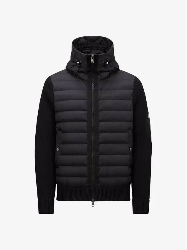 Logo Patch Padded Wool Cardigan Black - MONCLER - BALAAN 2