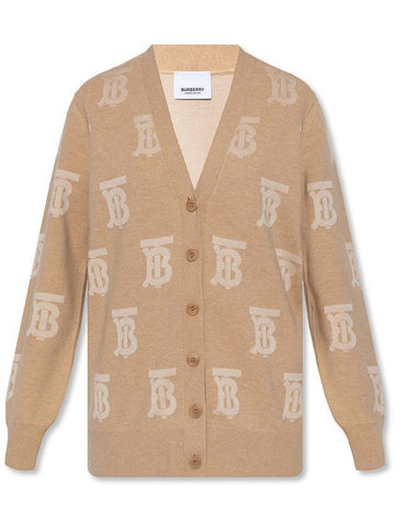 Monogram Oversized Wool Silk Cardigan - BURBERRY - BALAAN.