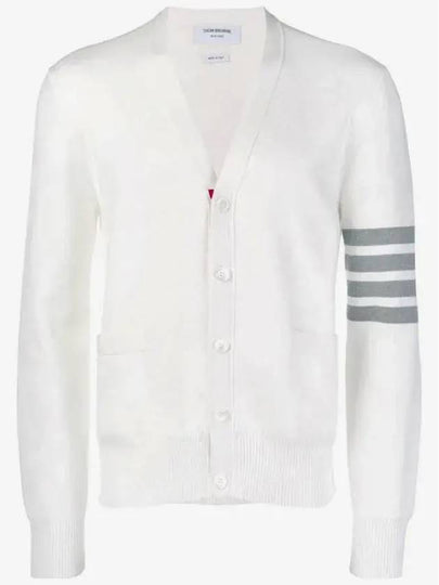 Milano Stitch 4 Bar Cardigan White - THOM BROWNE - BALAAN 2