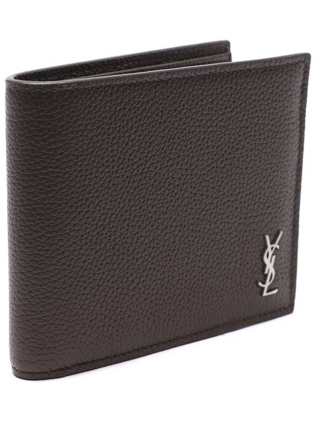 Tiny Cassandre Logo Plaque Half Wallet Khaki - SAINT LAURENT - BALAAN 4