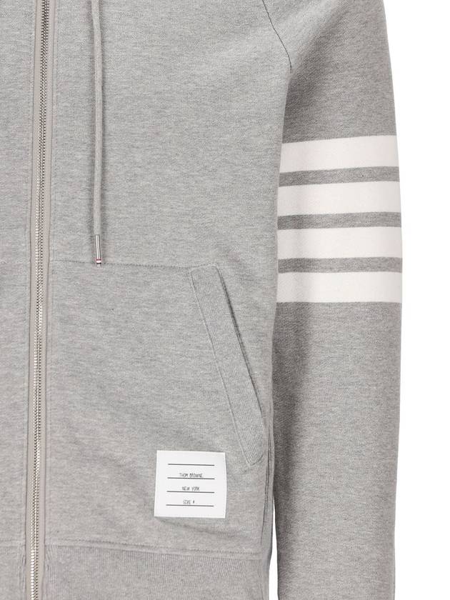 Engineered 4 Bar Diagonal Zip Up Hoodie Light Grey - THOM BROWNE - BALAAN 4