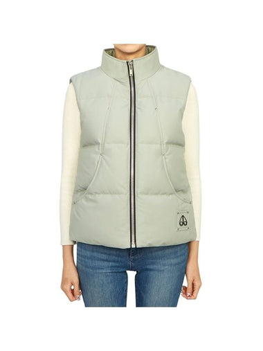 Women's Logo Patch Zipper Padded Vest Light Green - MOOSE KNUCKLES - BALAAN 1