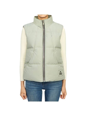 Women's Logo Patch Zipper Padded Vest Light Green - MOOSE KNUCKLES - BALAAN 1