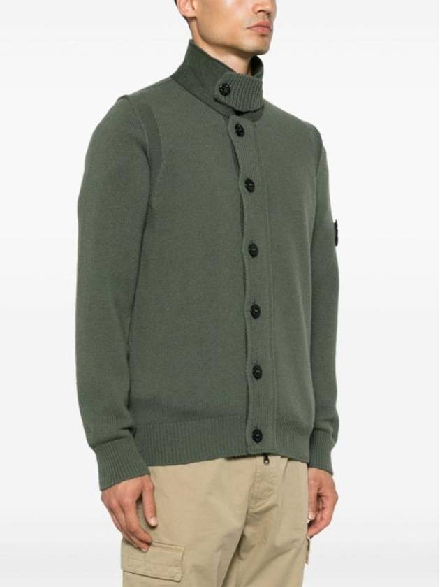 Wappen High Neck Button Up Wool Cardigan Green - STONE ISLAND - BALAAN 5