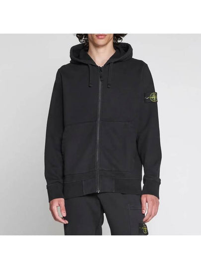 Wappen Patch Cotton Fleece Zip Up Hoodie Charcoal - STONE ISLAND - BALAAN 2