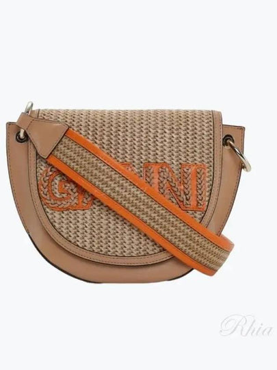 Raffia Banner Saddle Cross Bag Beige - GANNI - BALAAN 2