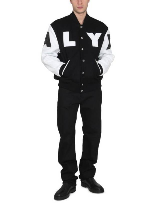 Classic Embossed Logo Leather Varsity Jacket White Black - 1017 ALYX 9SM - BALAAN 3