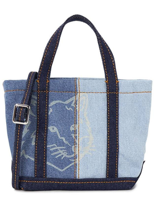 Fox Head Denim Tote Bag Blue - MAISON KITSUNE - BALAAN 2