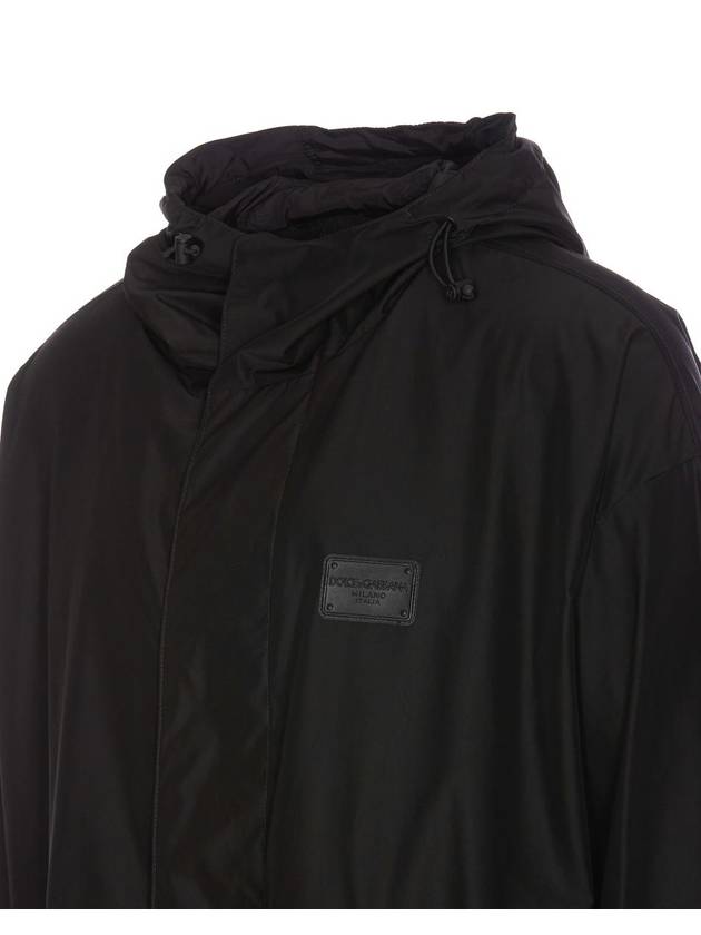 Logo Patch Hooded Raincoat Black - DOLCE&GABBANA - BALAAN 4