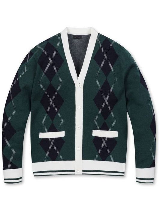 Men s Argyle Check Y neck Cardigan - JACKNICKLAUS - BALAAN 2