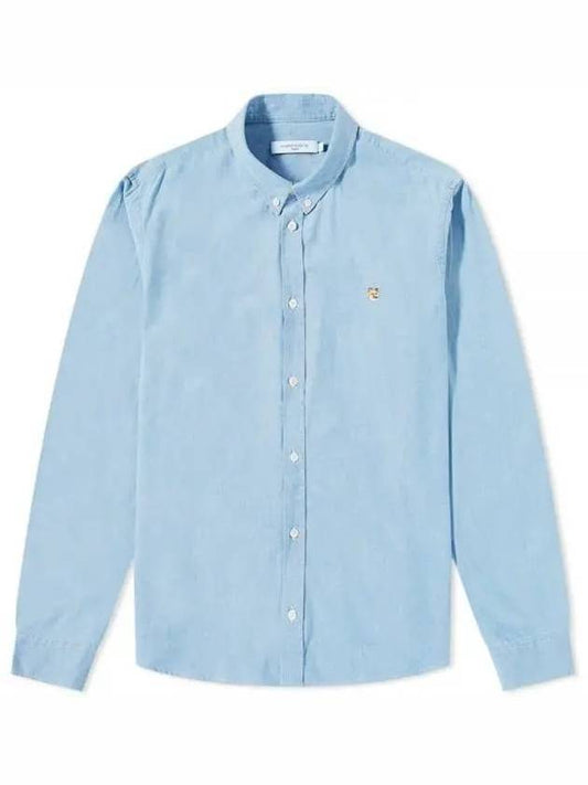 Foxhead Embroidered Classic Long Sleeve Shirt Washed Indigo - MAISON KITSUNE - BALAAN 1