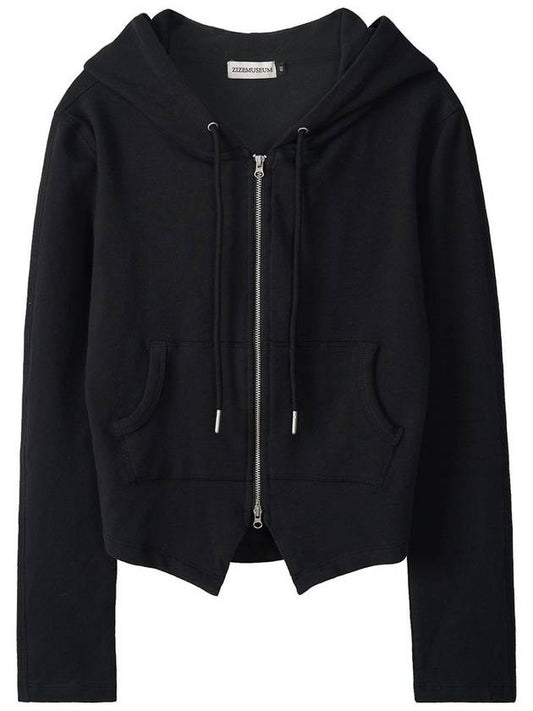 BASIC SLIM ZIP UP HOODIE BLACK - ZIZEMUSEUM - BALAAN 1