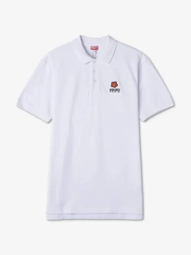 Boke Flower Embroidered Cotton Polo Shirt White - KENZO - BALAAN 2