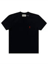 Small Heart Logo Short Sleeve T-Shirt Black - AMI - BALAAN 2