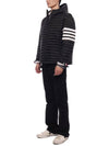 Matte Nylon 4-Bar Stripe Downfill Quilted Hoodie Padding Black - THOM BROWNE - BALAAN 5