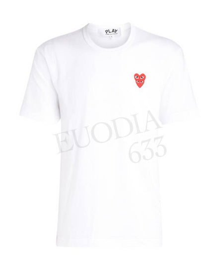 SS24 Play Comme des Gar ons Men s Double Red Heart T Shirt White P1T288 - COMME DES GARCONS PLAY - BALAAN 2