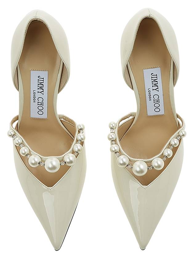 Women's Patent Leather Pointed Pumps AURELIE 85 XKM LATTE WHITE - JIMMY CHOO - BALAAN 6