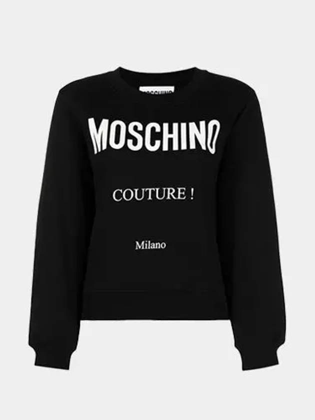 Logo Print Cotton Sweatshirt Black - MOSCHINO - BALAAN 2