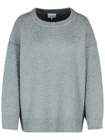 Ganni 'Sparkle' Grey Wool Blend Sweater - GANNI - BALAAN 1