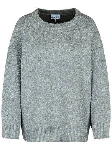 Ganni 'Sparkle' Grey Wool Blend Sweater - GANNI - BALAAN 1