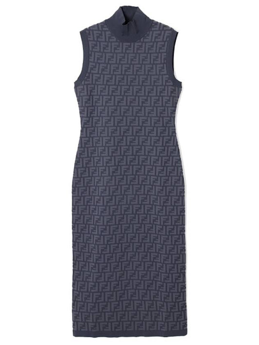 FF motif sleeveless midi dress blue - FENDI - BALAAN 2