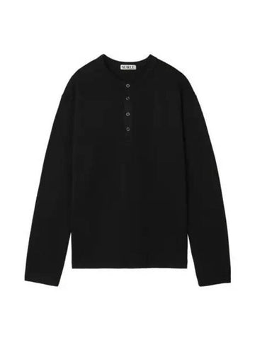 Waffle henley neck t shirt black - NUAKLE - BALAAN 1