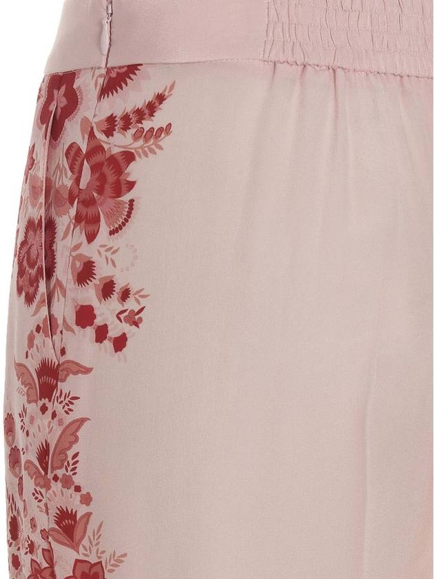 floral print silk straight pants pink - ETRO - BALAAN 5