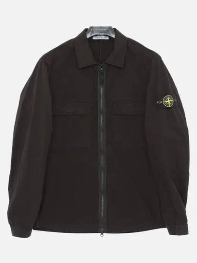 Zipper Regular Fit Cotton Overshirt Jacket Black - STONE ISLAND - BALAAN 2