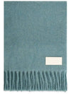 Logo Patch Fringe Wool Muffler Aquamarine - AMI - BALAAN 4