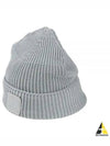 Logo Patch Cotton Ribbed Beanie Grey - CP COMPANY - BALAAN 2