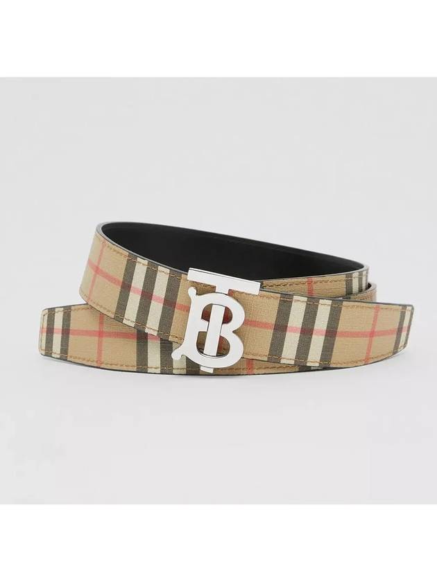 Reversible Monogram Motif Vintage Check Leather Belt Beige - BURBERRY - BALAAN 7