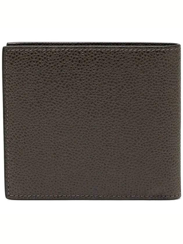 Pebble Grain Leather Half Wallet Dark Brown - THOM BROWNE - BALAAN 2