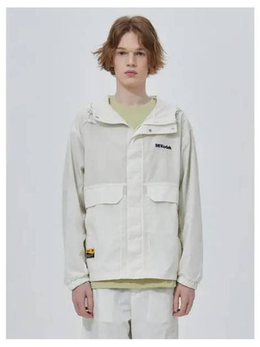 KODAK Apparel woven semi overfit hooded jacket white - KODO - BALAAN 1