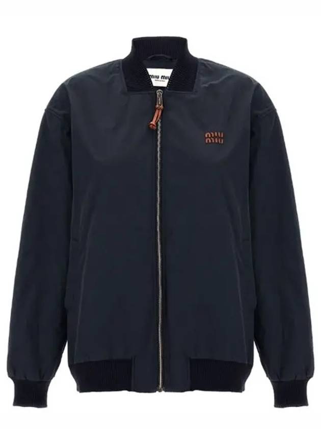 Panama Cotton Bomber Jacket Navy ML1051 12NS F0008 - MIU MIU - BALAAN 1