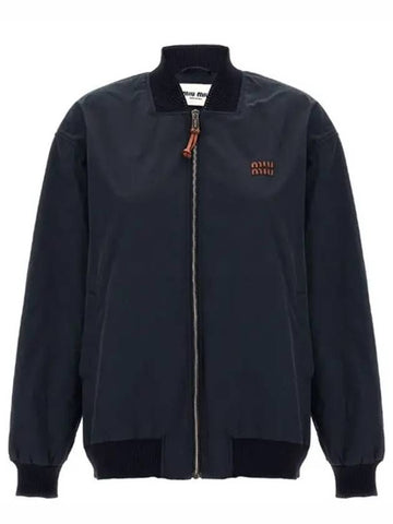 Panama Cotton Bomber Jacket Navy ML1051 12NS F0008 - MIU MIU - BALAAN 1