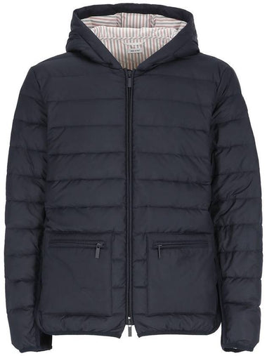 Ultra Light Nylon Hooded Down Padding Navy - THOM BROWNE - BALAAN 1