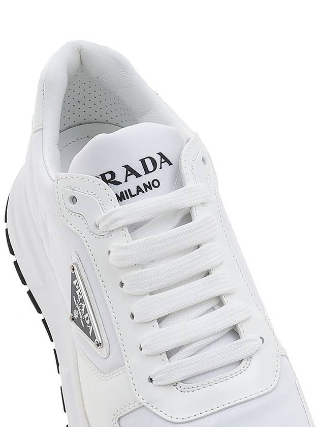 Prax 01 Re-Nylon Brushed Leather Low-Top Sneakers White - PRADA - BALAAN 9