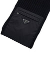 Triangle Logo Zipper Pocket Muffler Black - PRADA - BALAAN 7