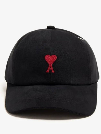 Embroidered Heart Logo Ball Cap Black - AMI - BALAAN 2