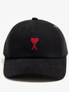 Embroidered Heart Logo Ball Cap Black - AMI - BALAAN 3