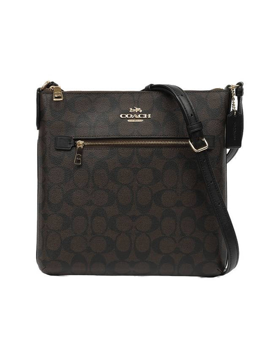 Rowan Logo Signature Cross Bag Brown - COACH - BALAAN 1